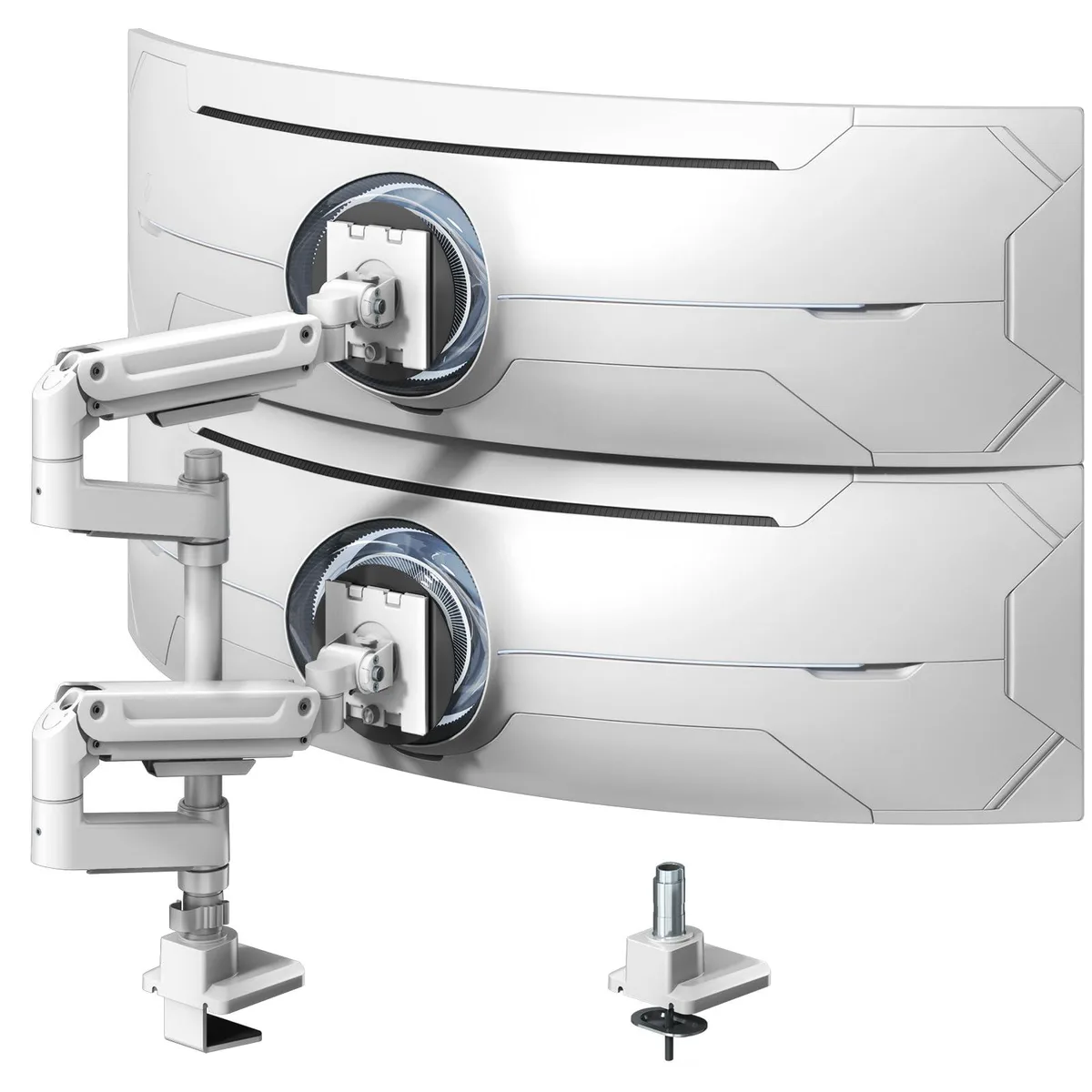 PUTORSEN PUTORSEN Dual Monitor Arm Vertical Stacked White 17-49 inch 44lbs VESA 75/100 — product photo