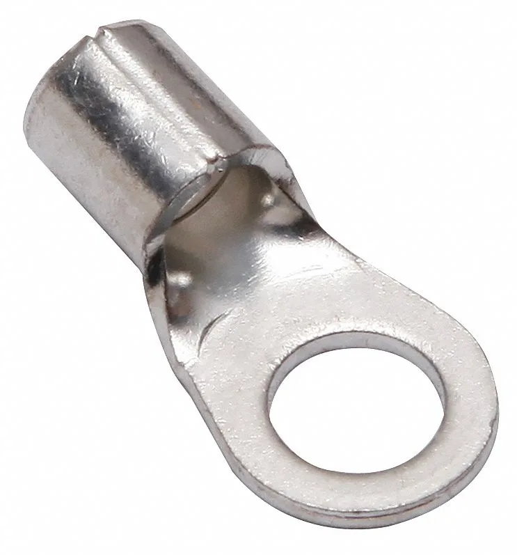 Bare copper compression lug with long barrel and 1/4 inch stud hole