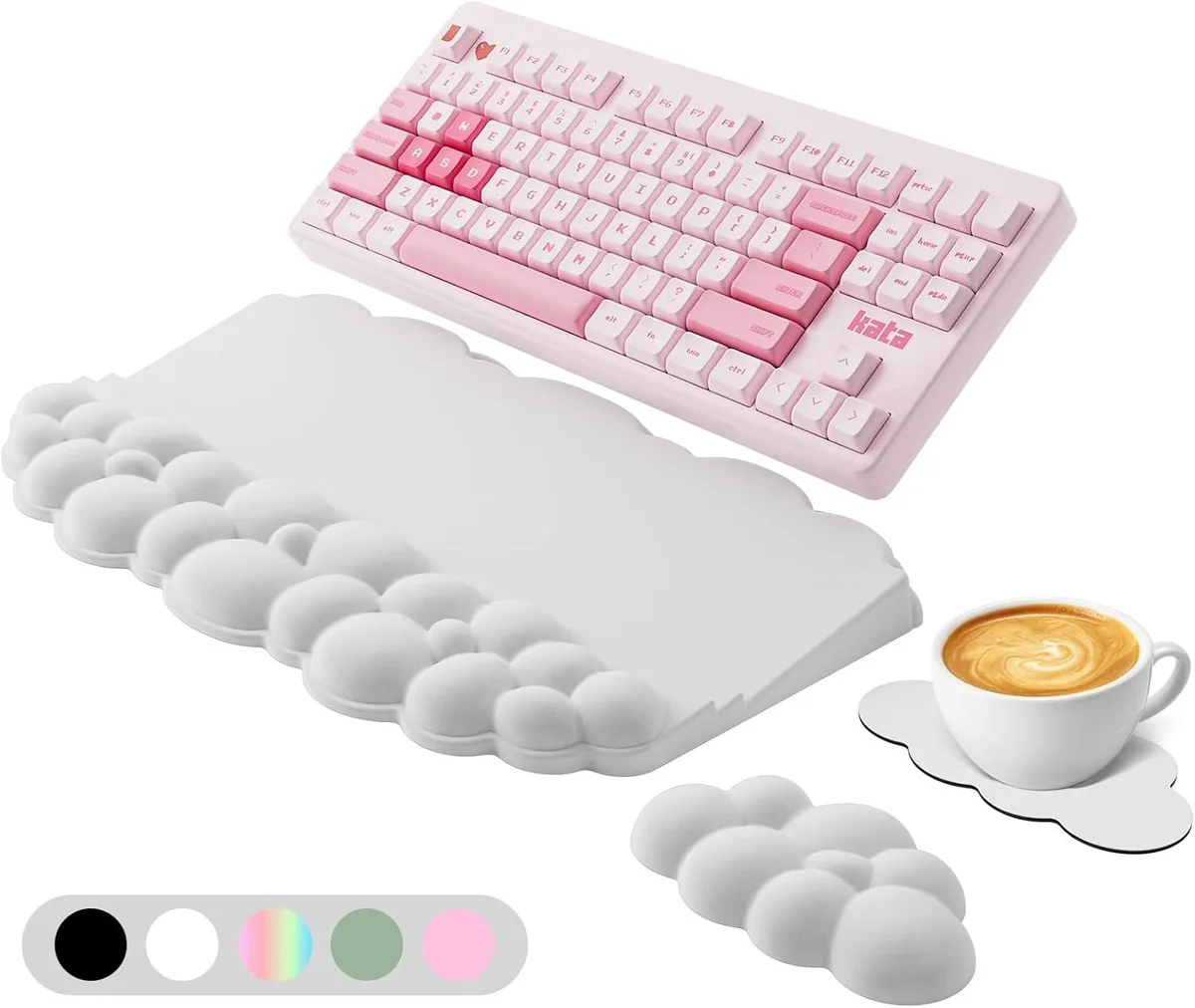 Emerson Emerson Cloud Keyboard Stand Pad Wrist Rest Set White 17.3L x 6W 7° 13.3° — product photo