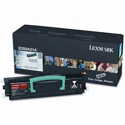 Lexmark black toner cartridge in rectangular box
