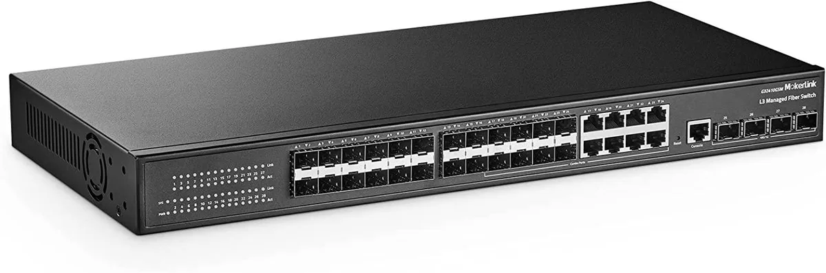 BFKK BFKK 28 Port Gigabit Managed Fiber Switch 24 SFP 8 Combo 4x10G SFP+ L3 Rackmount — product photo
