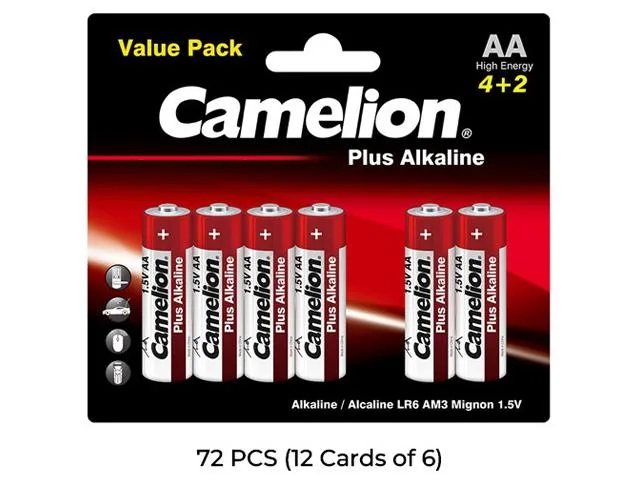 Camelion Camelion LR6 AA Alkaline Battery 72-Pack (12 Cards of 6) — product photo