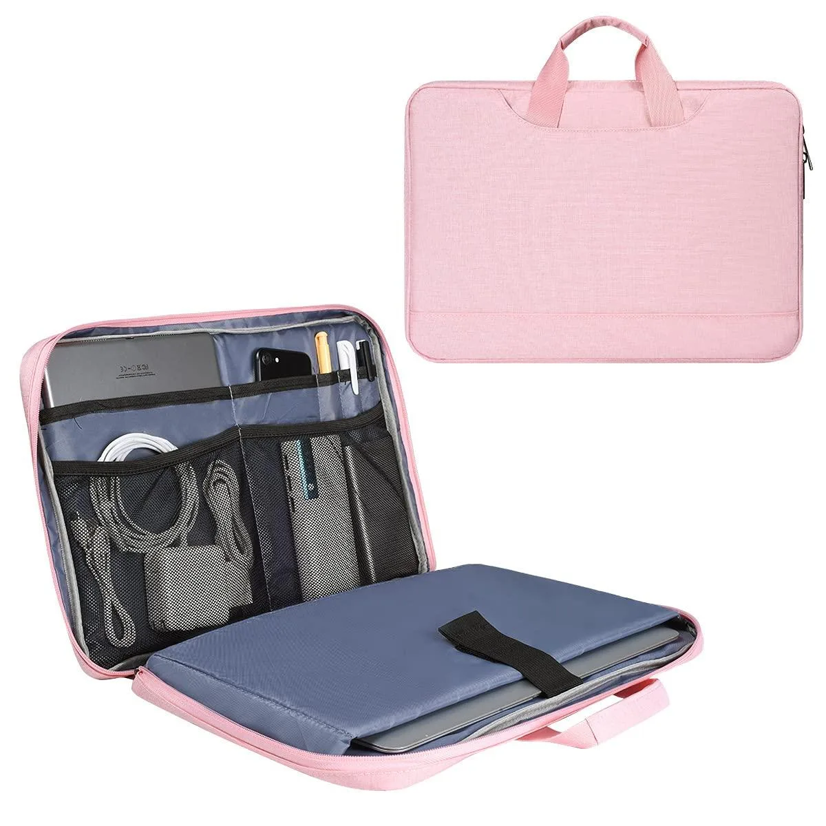 imComor A2141 laptop case, 13.5–15 inch, pink leather messenger — product photo