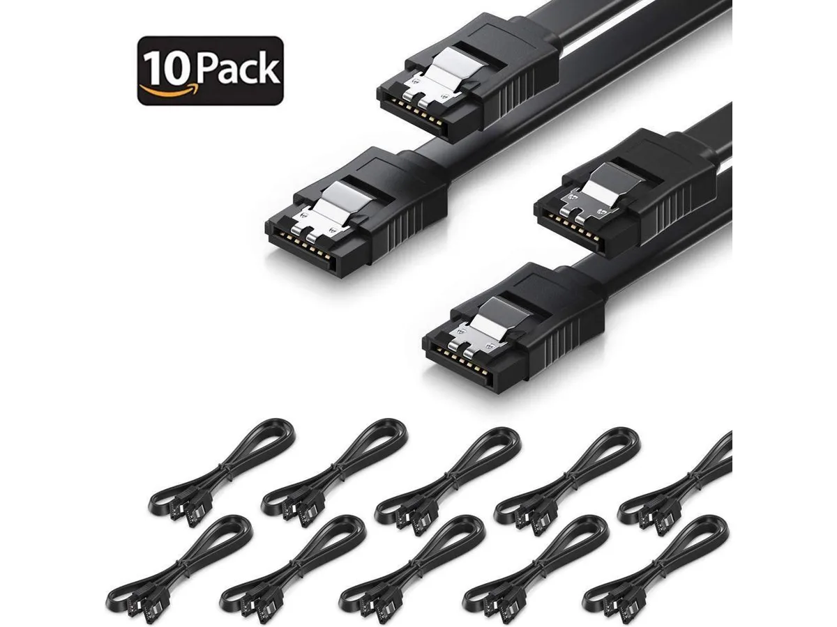 KEHIPI KEHIPI SATA Cable III 10 Pack 6Gbps Straight Locking Latch 16 Inch 40cm — product photo