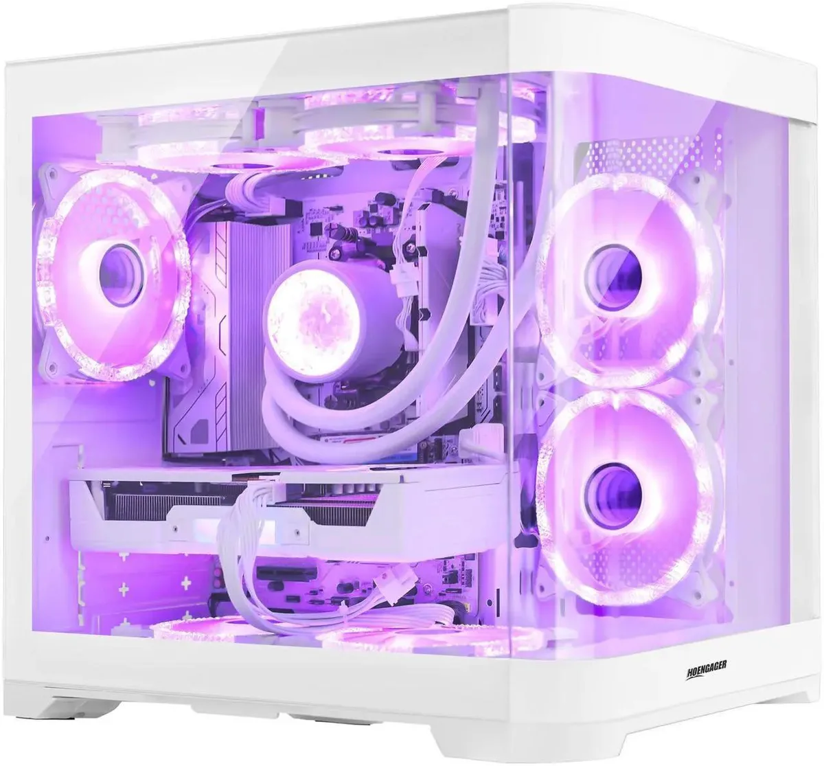 Hoengager Hoengager RTX 5060 8GB Gaming PC Ryzen 7 7800X3D 16GB DDR5 2TB White Liquid Cooler — product photo