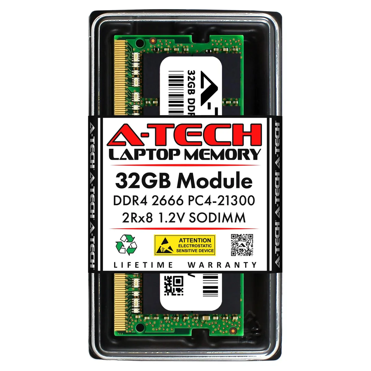 A-Tech A-Tech 32GB DDR4 2666MHz CL19 260-Pin SODIMM 2Rx8 L50384-001 laptop RAM — product photo