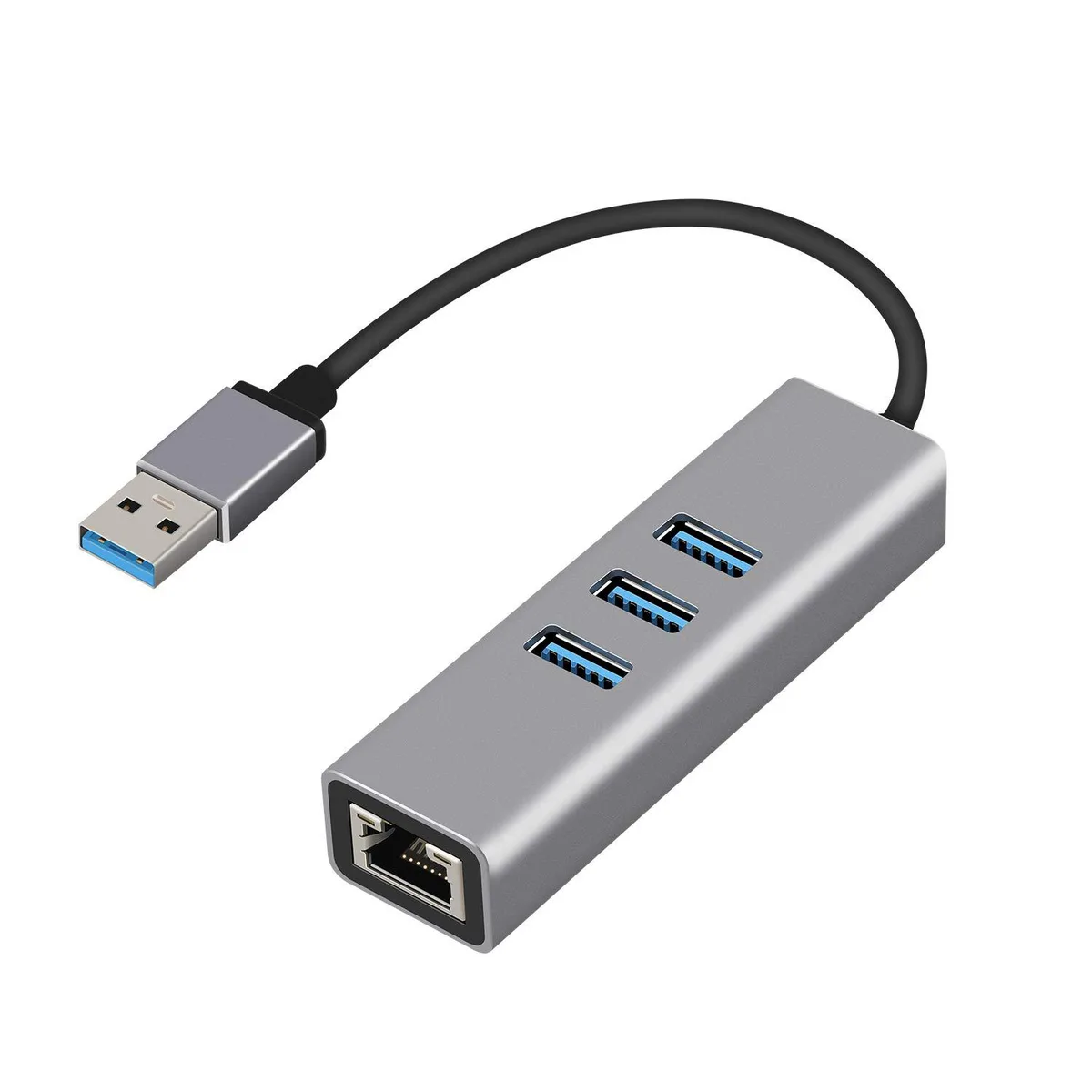 Thinkstar Thinkstar USB 3.0 Hub Gigabit Ethernet 3-Port USB 3.0 Gray — product photo