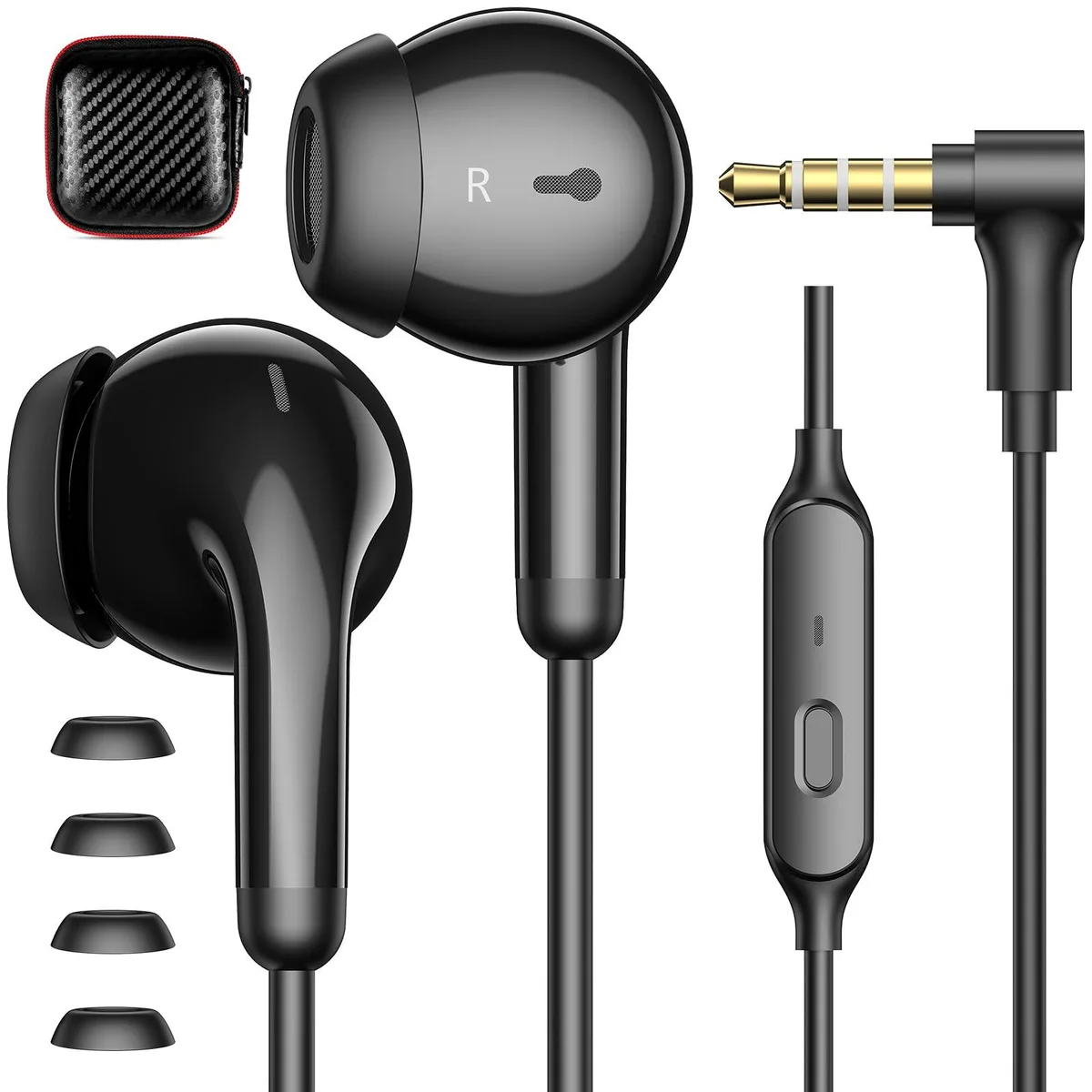  Rapoo APETOO-0215 3.5mm wired earbuds with mic mute black — product photo
