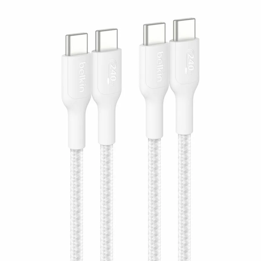 Belkin Belkin CAB025FQ2MWH2PK USB-C to USB-C Braided Cable 240W 2m White 2-Pack — product photo