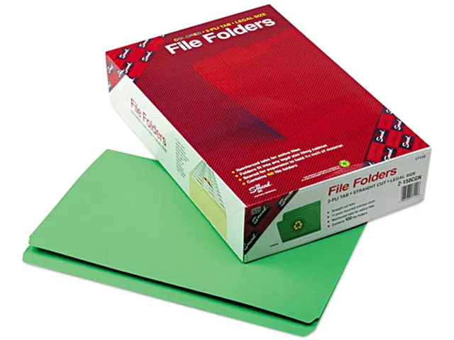 Smead Smead 17110 file folder, legal, green, 11-pt stock, 100 per box — product photo