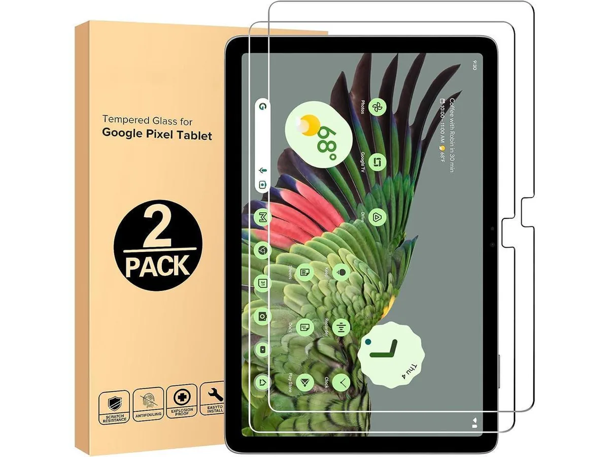 Two rectangular tempered glass sheets with rounded edges, clear finish, for an 11 inch 2023 tablet screen