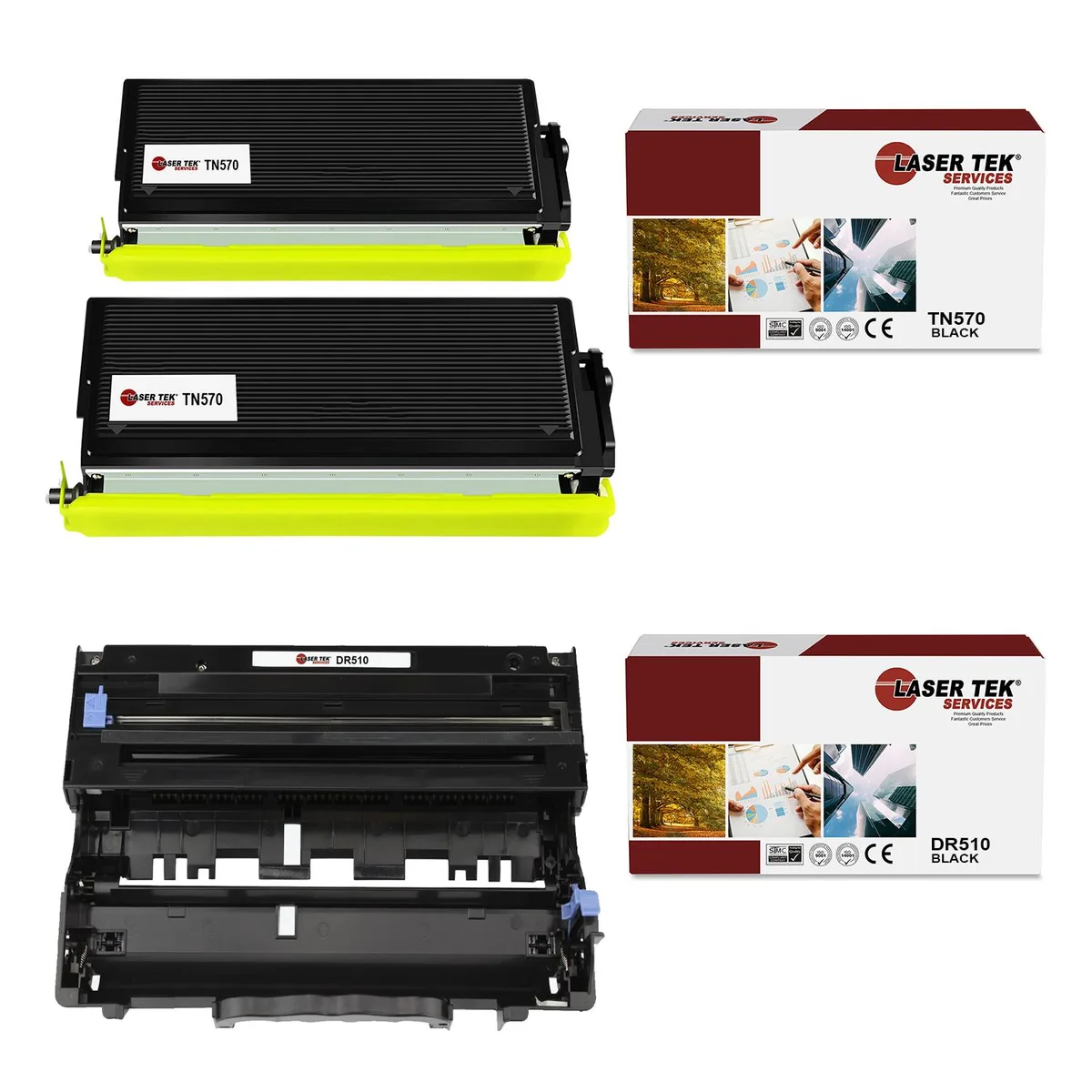 Laser Tek Services Laser Tek Services TN570 &amp; DR510 Toner Cartridge &amp; Drum Unit 3PK — product photo