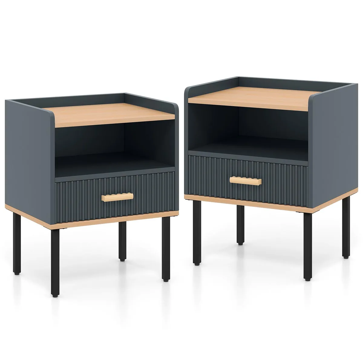 SlickBlue SlickBlue Nightstand Set of 2 Grey 19x14x22in — product photo
