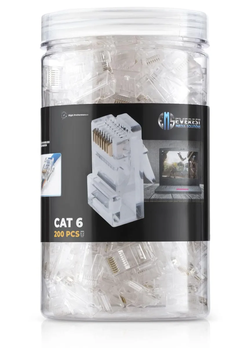 KEHIPI KEHIPI Cat6 RJ45 Pass-Through Connector 200-Pack — product photo