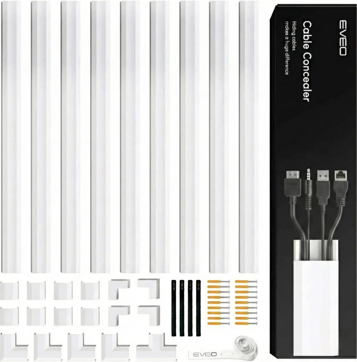 EVEO Cord Cover 150in White 10x L16 W1.1 H0.55 — product photo