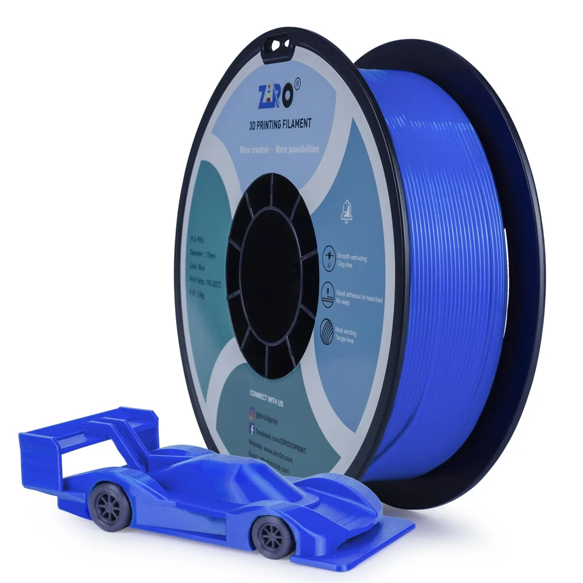 Ziro 3D Ziro 3D PLA Pro Filament 1.75mm Blue 1kg — product photo