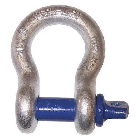 Galvanized alloy steel anchor shackle with blue removable bolt pin