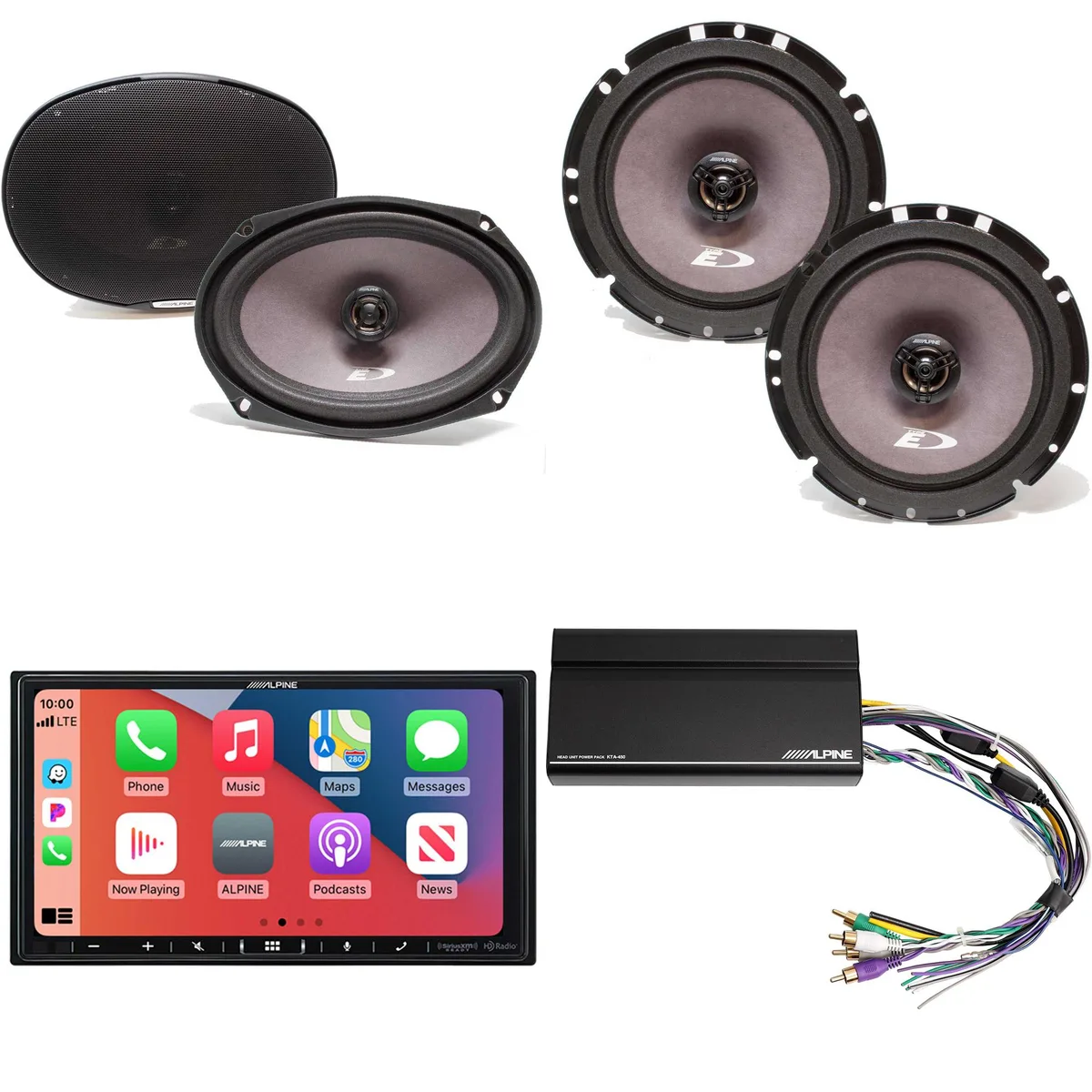 Alpine Alpine iLX-407 7-Inch Receiver with SXE-1726S 6.5" &amp; SXE-6926S 6x9" Speakers &amp; KTA-450 Power Pack — product photo