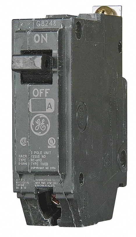 GE THQB1130HID 30 A bolt-on miniature circuit breaker, grey toggle, screw terminals
