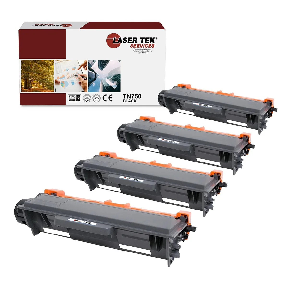 Laser Tek Services Laser Tek Services TN-750 Compatible Black Toner Cartridge 4PK — product photo