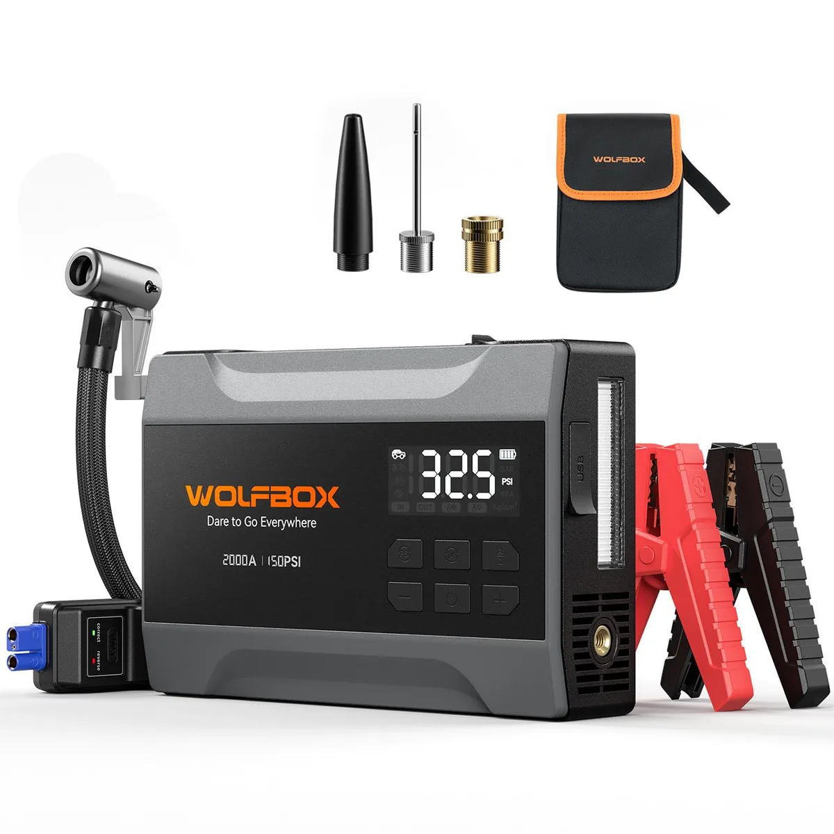 WOLFBOX WOLFBOX 2000A Jump Starter with Air Compressor 10000mAh 150PSI — product photo
