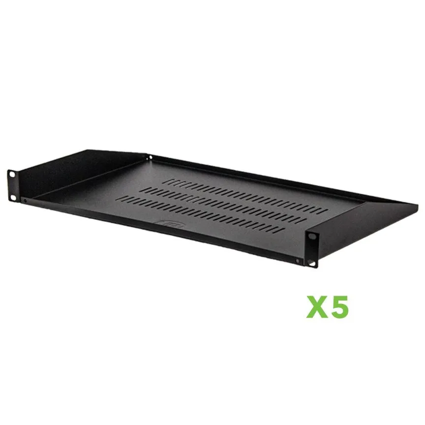 NavePoint NavePoint 1U 19-Inch Vented Cantilever Shelf 10.5-Inch 270mm Deep Black 5-pack — product photo