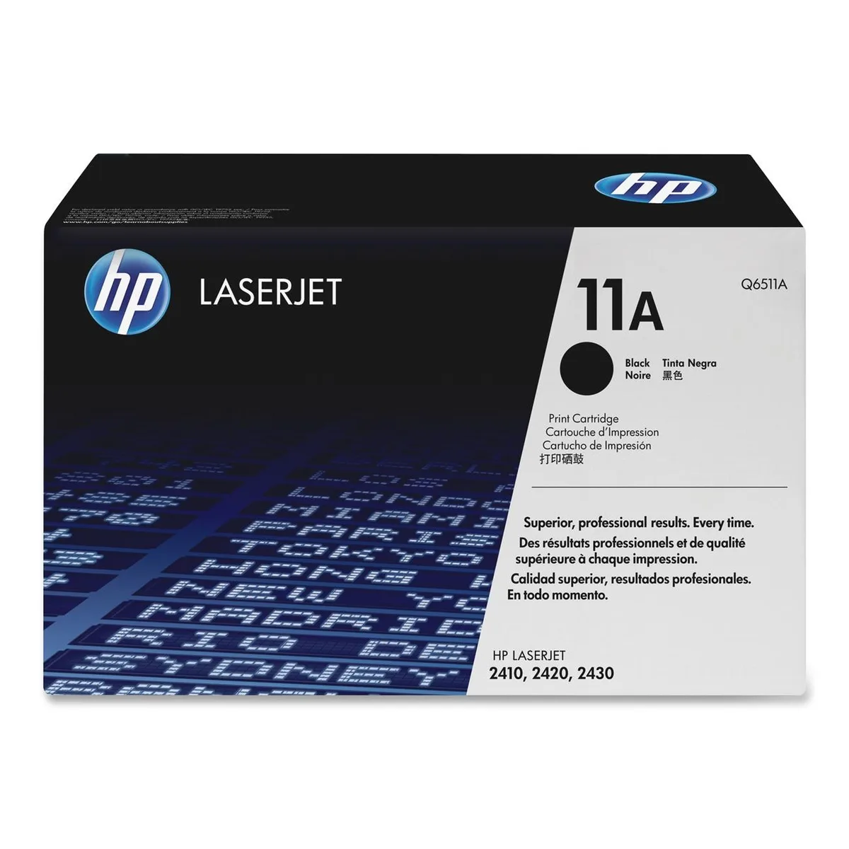 HP 11A Q6511A black toner cartridge in rectangular box