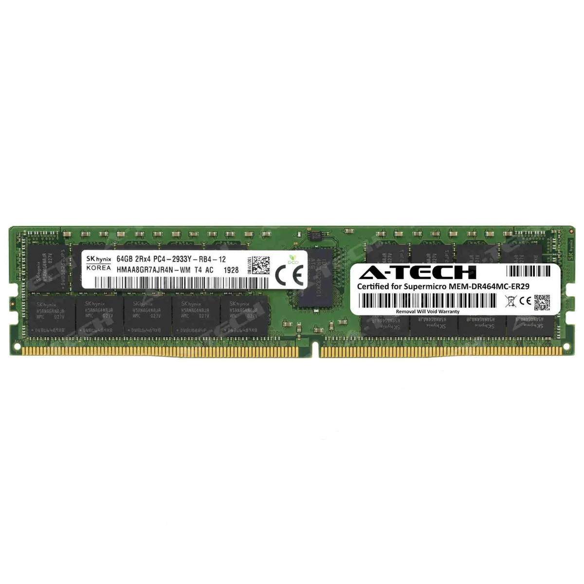 A-Tech A-Tech Supermicro Certified MEM-DR464MC-ER29 64GB DDR4 2933MHz ECC RDIMM server RAM — product photo
