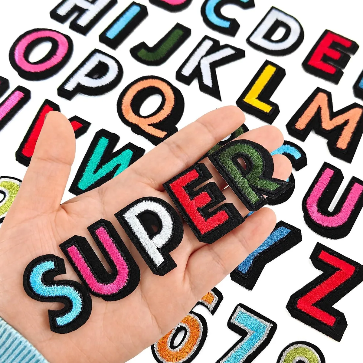  EMORBALS Art Deco 108Pcs Iron-On Alphabet &amp; Number Patches — product photo