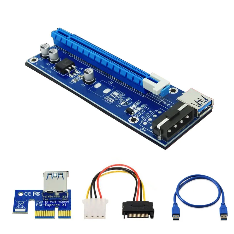 EN-Labs EN-Labs PCIe 1x to 16x Riser Card 60cm USB 3.0 SATA Power — product photo