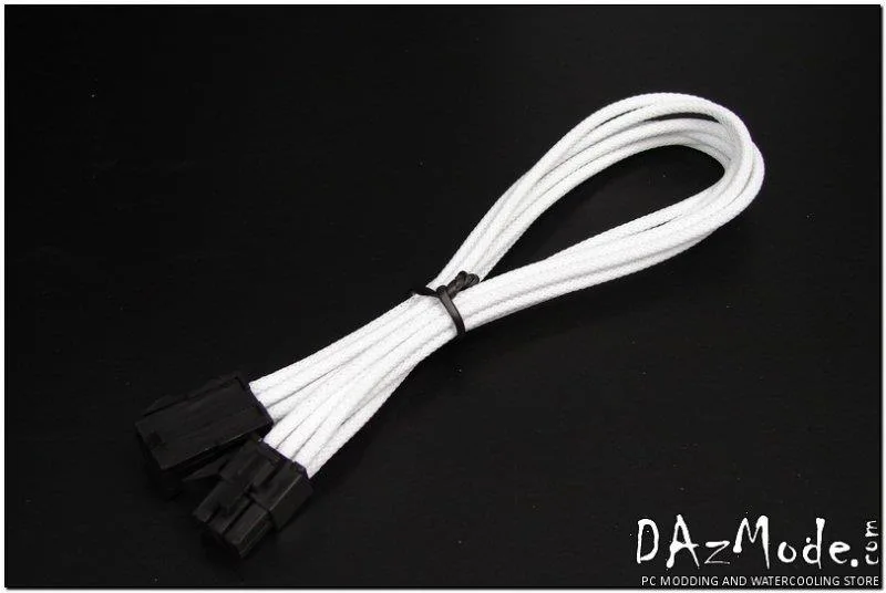 Darkside Computer Modding Darkside Computer Modding 6-Pin PCI-E 12" 30cm HSL Single Braid Extension Cable White internal power cable — product photo