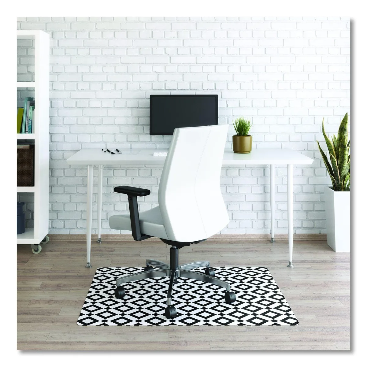 Rectangular clear PVC chair mat with diamond pattern, 35 by 40 inches