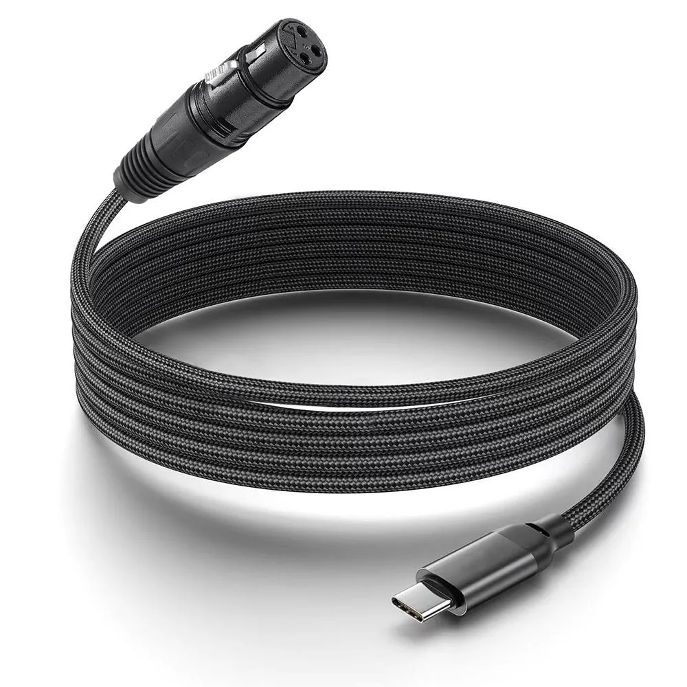 IHDAPP IHDAPP USB-C to XLR Female Microphone Cable 10ft Black Braided 24AWG 16-bit 44.1kHz — product photo