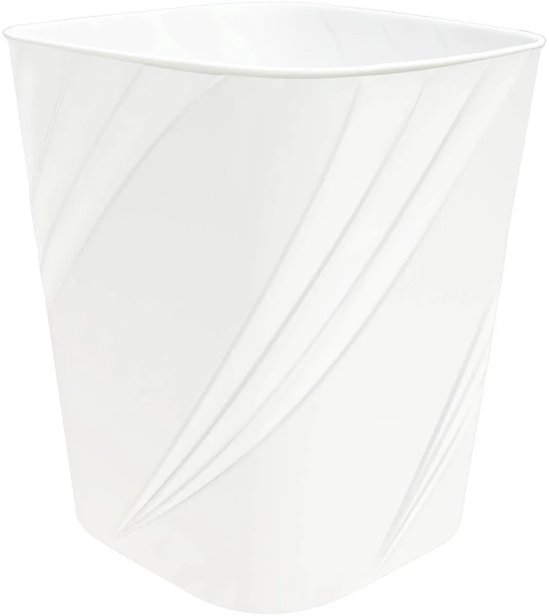 Twelve white cylindrical plastic bins, 7.8 in diameter, 10 in tall, 1.8 gal each