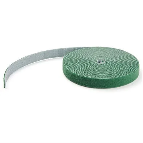 Green hook-and-loop cable wrap roll, 25 ft, reusable, adjustable length