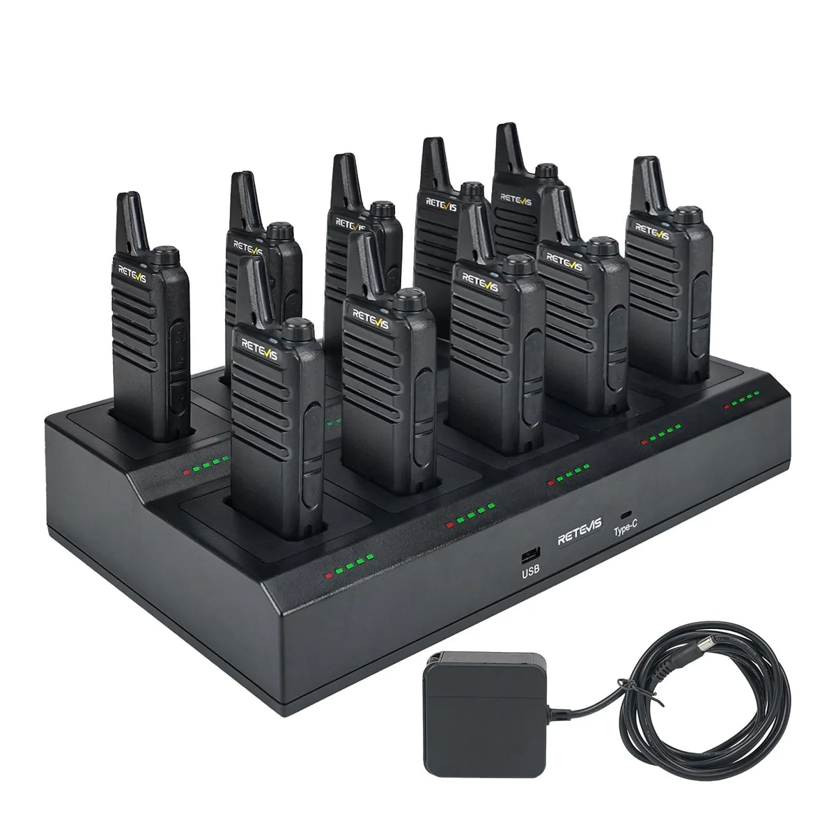 KEHIPI KEHIPI RT22 Two-Way Radio 10 Pack with 10-Way Gang Charger — product photo
