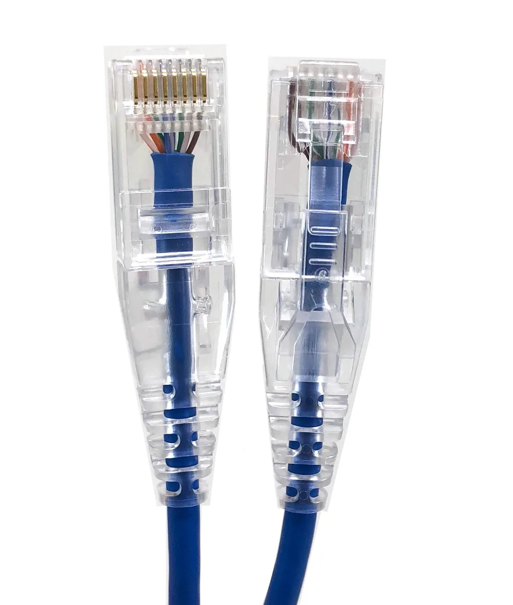 Micro Connectors Micro Connectors 1 ft Cat6A Ultra Slim Patch Cable Blue 28AWG 4.6mm — product photo