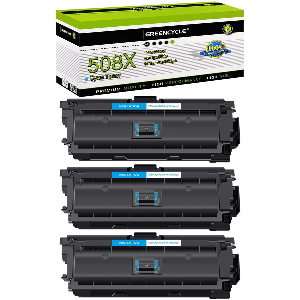 GREENCYCLE GREENCYCLE 508X CF361X Cyan Toner Cartridge 3 Pack — product photo