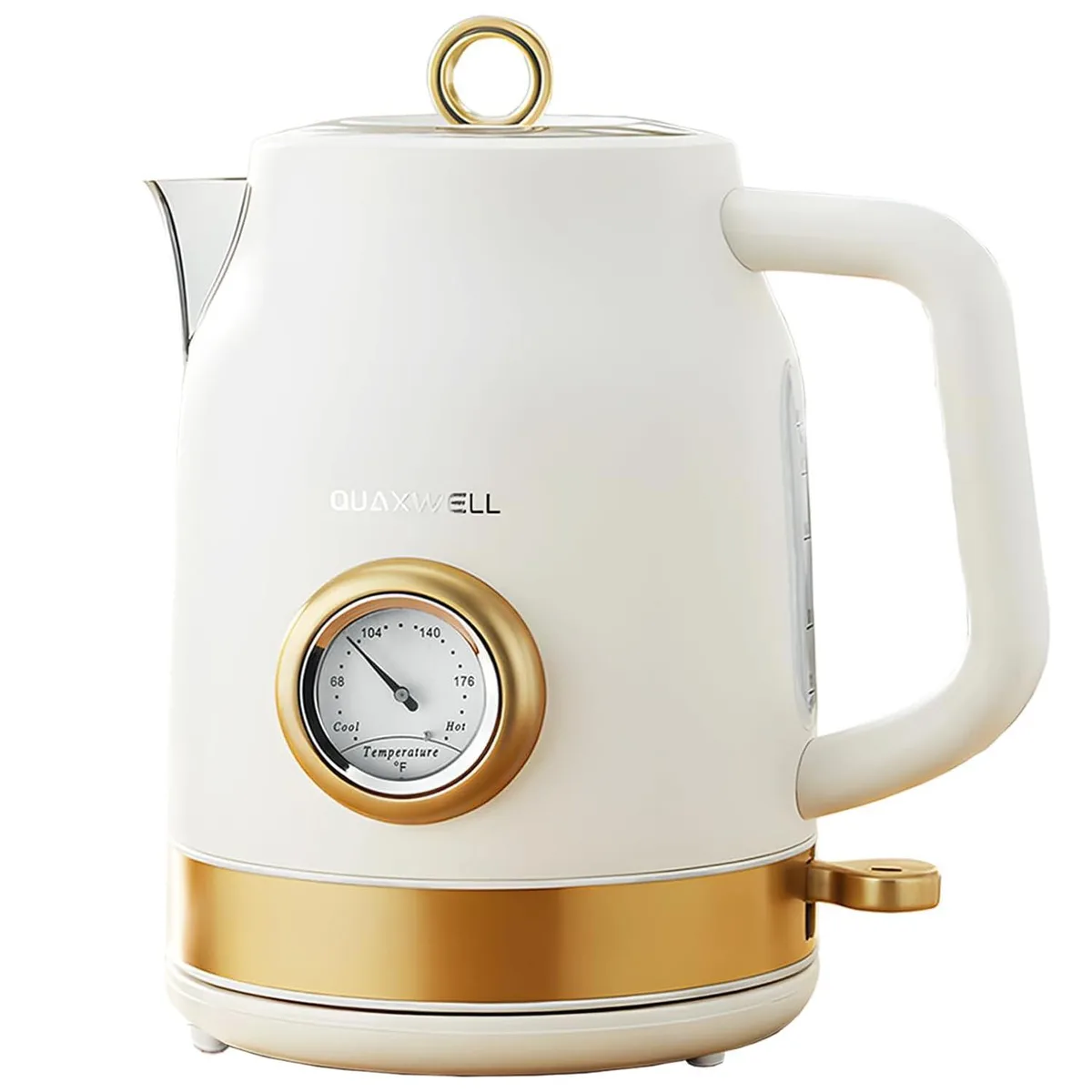  QUAXWELL Retro Electric Kettle 1.7L 304 Stainless Steel White Gold — product photo