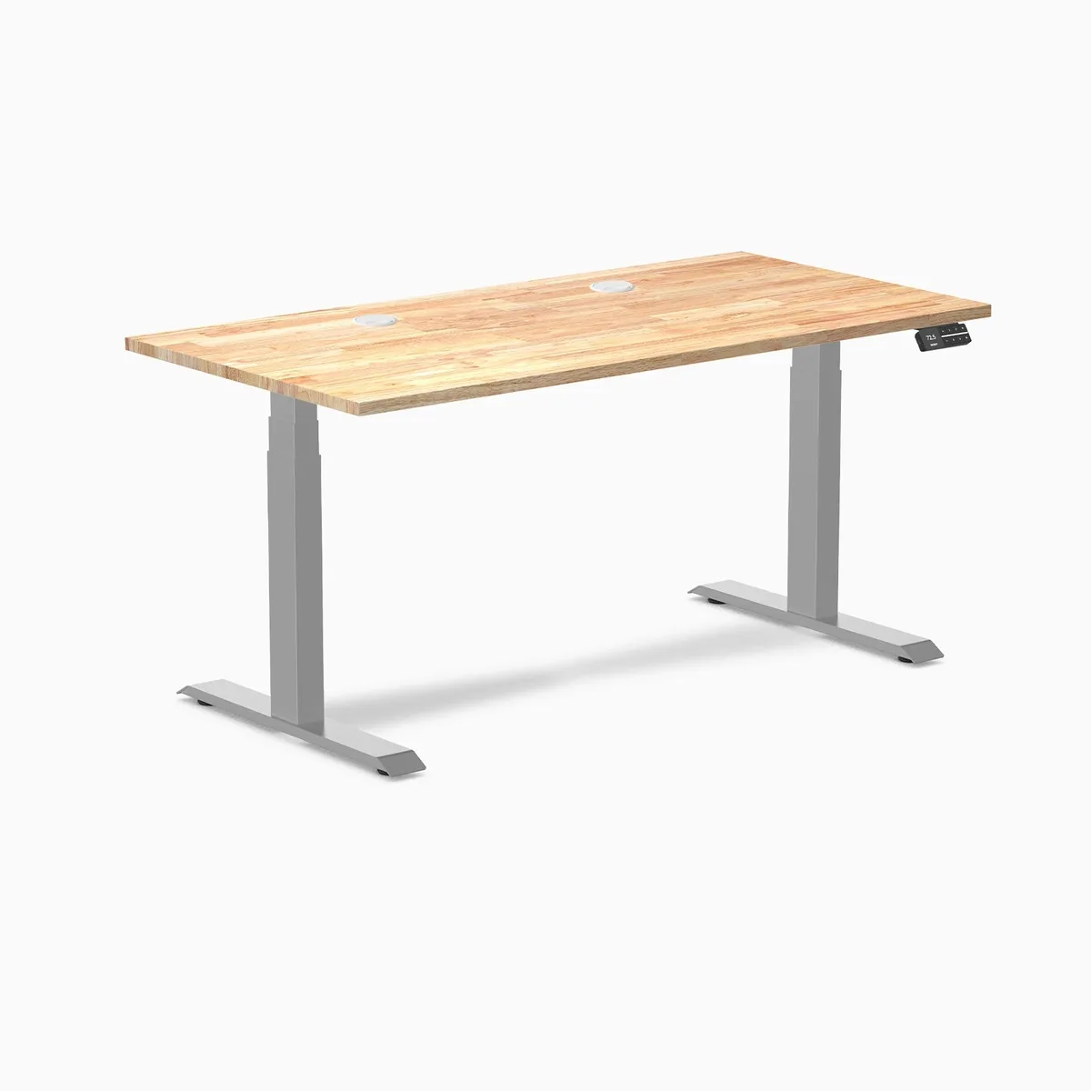 Desky Desky Dual Rubberwood Sit Stand Desk 60 x 30 inches Grommets Grey — product photo