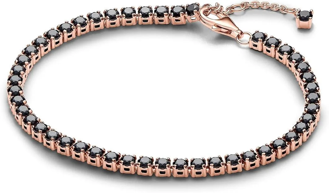 PANDORA PANDORA Black Sparkling Tennis Bracelet 14k Rose Gold 48 Crystals — product photo