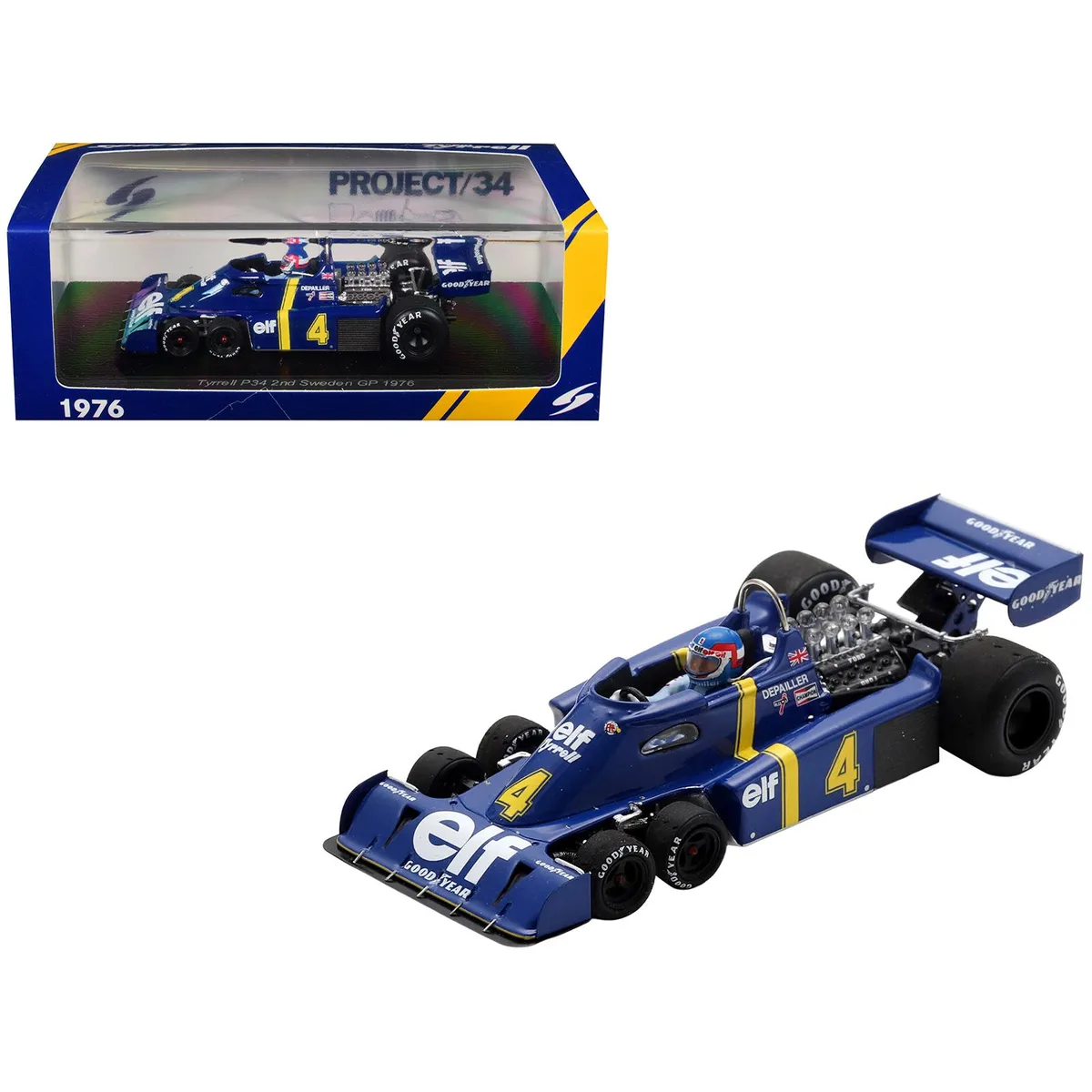 Spark Pub Spark Pub Tyrrell P34 #4 Patrick Depailler 1976 Swedish GP 1/43 with Driver — product photo