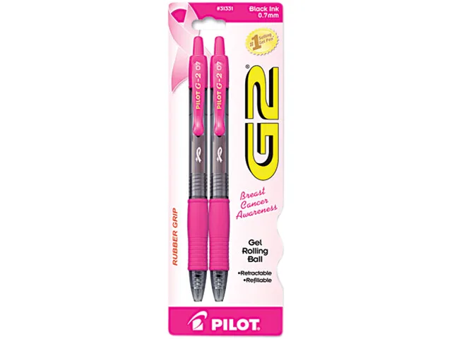 Pilot Pen Pilot Pen 31331 G2 Retractable Gel Pen Pink Barrel Black Ink 2 Pack — product photo