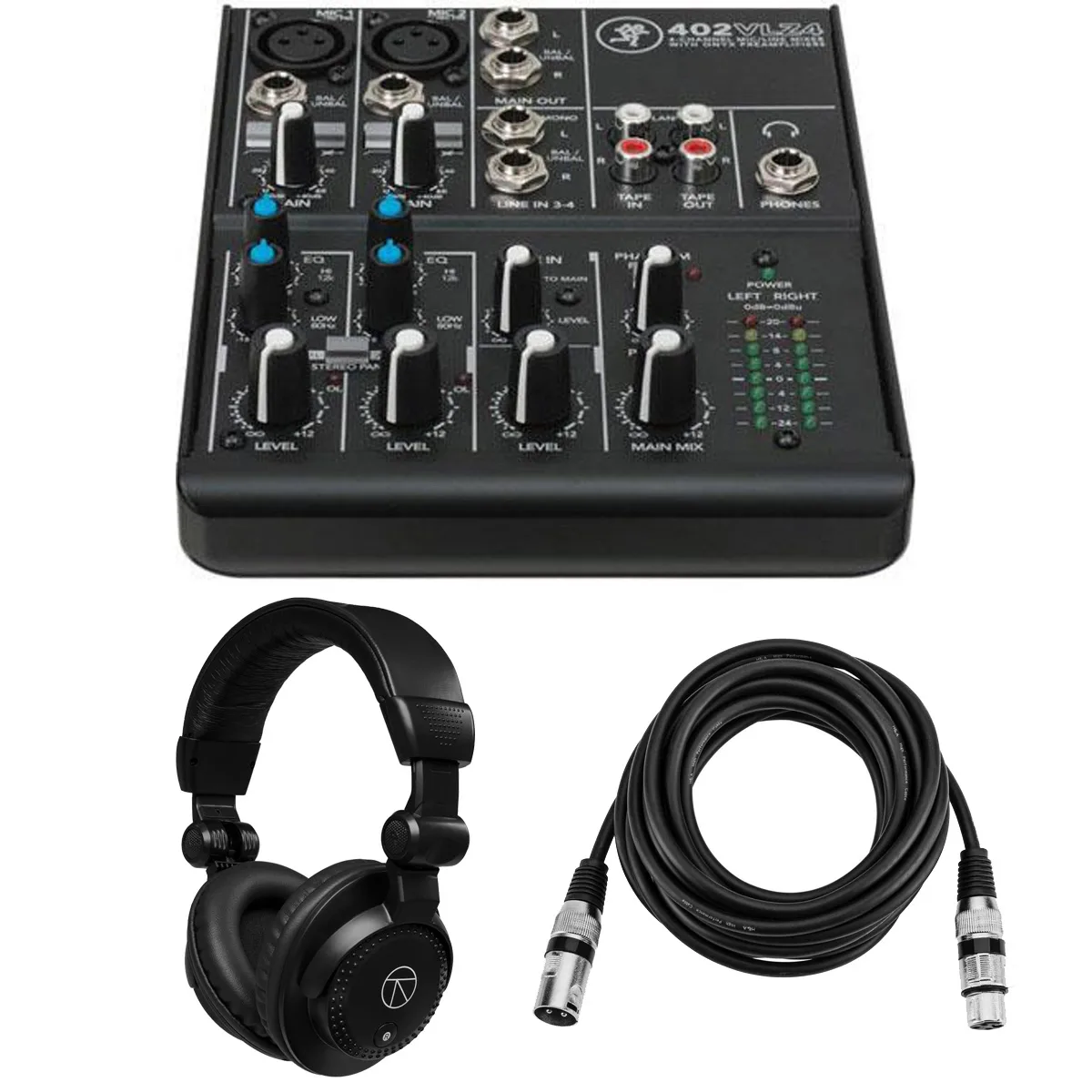 Mackie Mackie 1202 VLZ4 4-Channel Ultra Compact Mixer Bundle with TAPH100 Headphones and XLR Cable — product photo