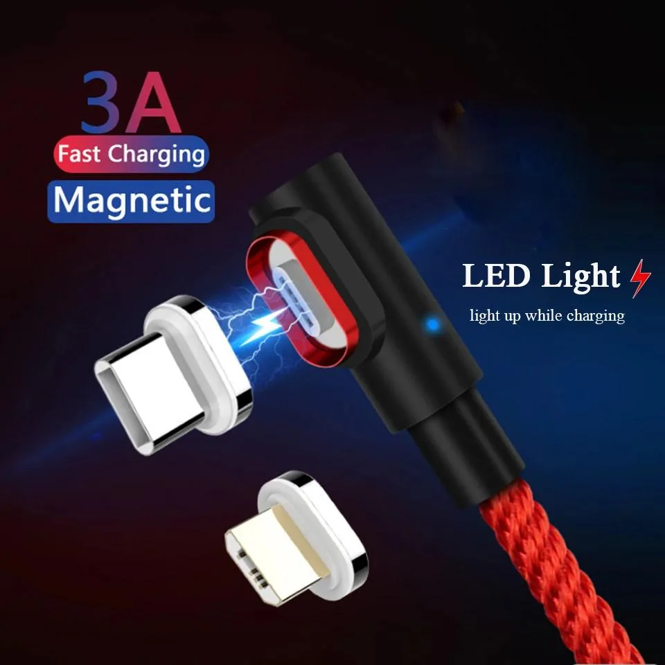 Defendwe Defendwe 2m Magnetic USB Cable 90° LED Micro USB to USB A 3A — product photo