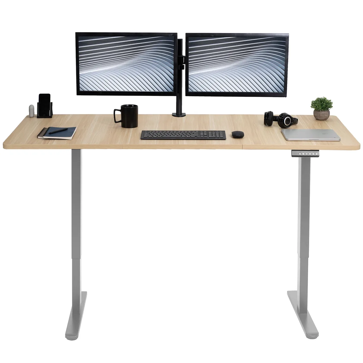 VIVO VIVO Electric Dual Motor 71 x 30 Standing Desk Light Wood Gray Frame — product photo