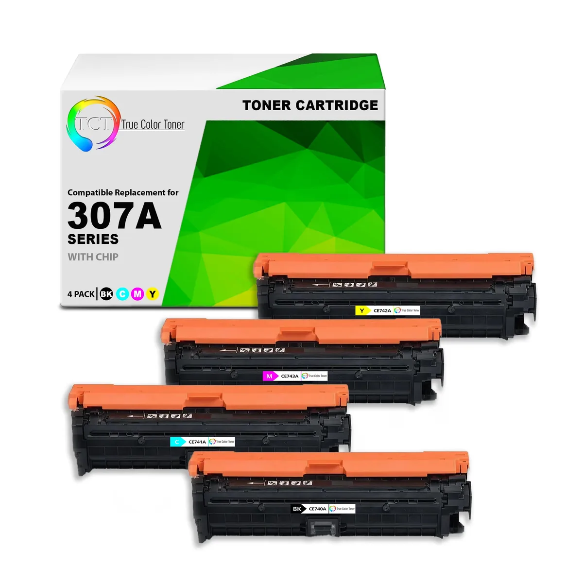 TCT TCT 307A toner cartridge 4 pack CE740A CE741A CE742A CE743A — product photo