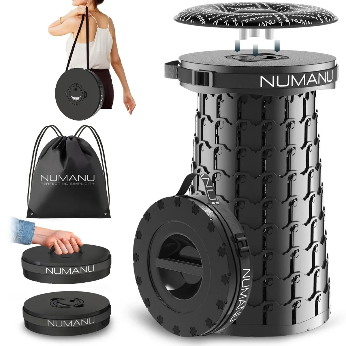 Baldwin XXL 19.7" Collapsible Stool 1000lbs Black — product photo