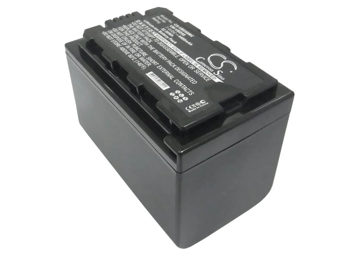 Black rectangular Li-ion camera battery with textured finish