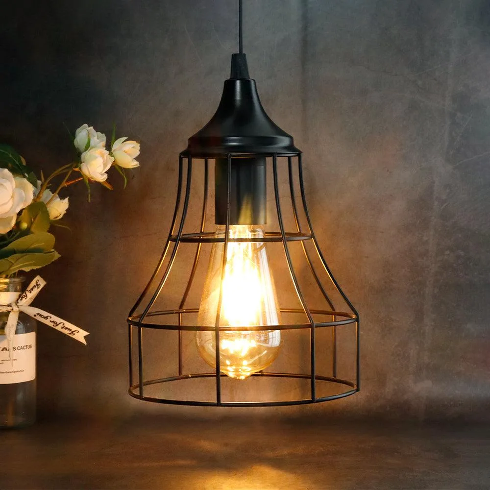 Battery table lamp with copper metal cage frame, 6.5 by 9.5 inches